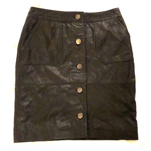 Coster Copenhagen black soft leather mini skirt.